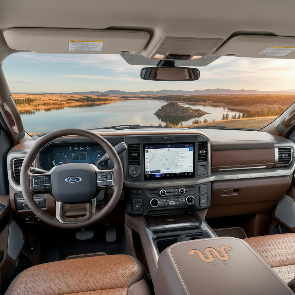 Western-inspired luxury truck interior materials and trim