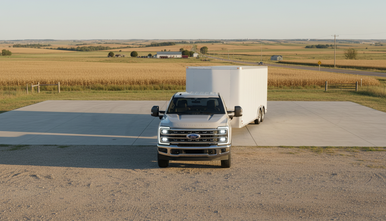 F-250 backing a trailer with driver assistance
