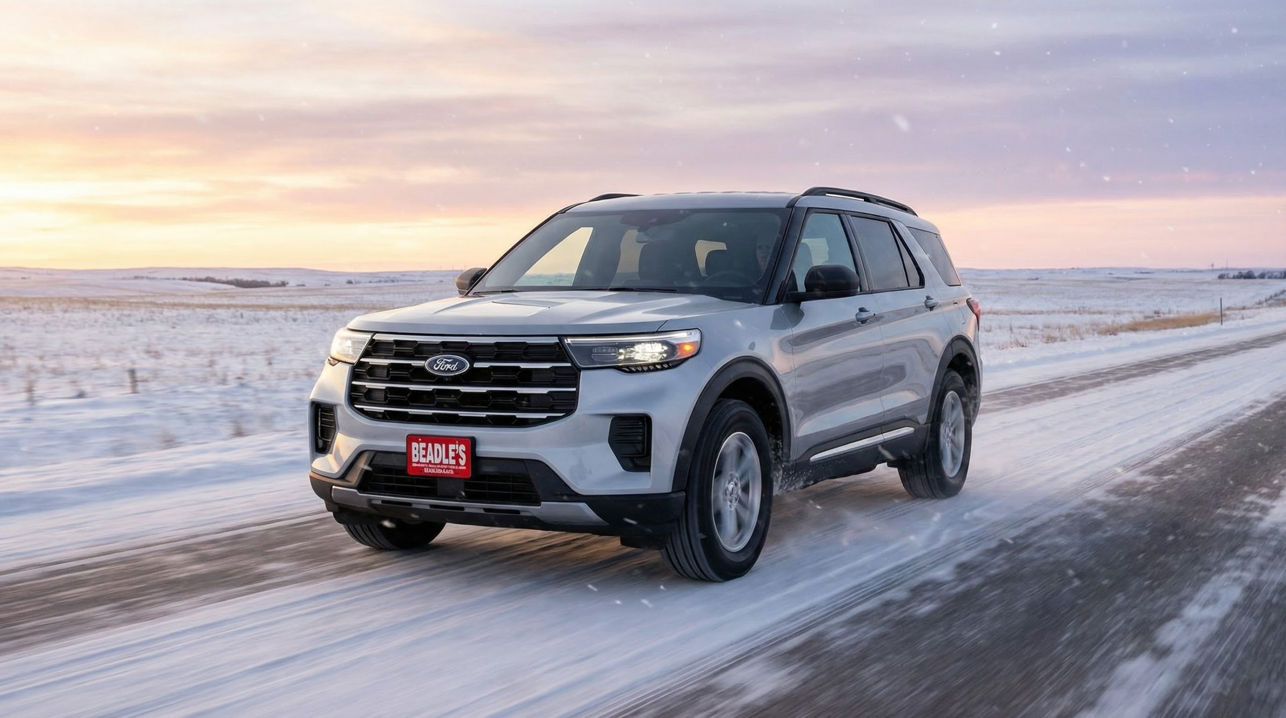 2026 Ford Explorer driving in light snow