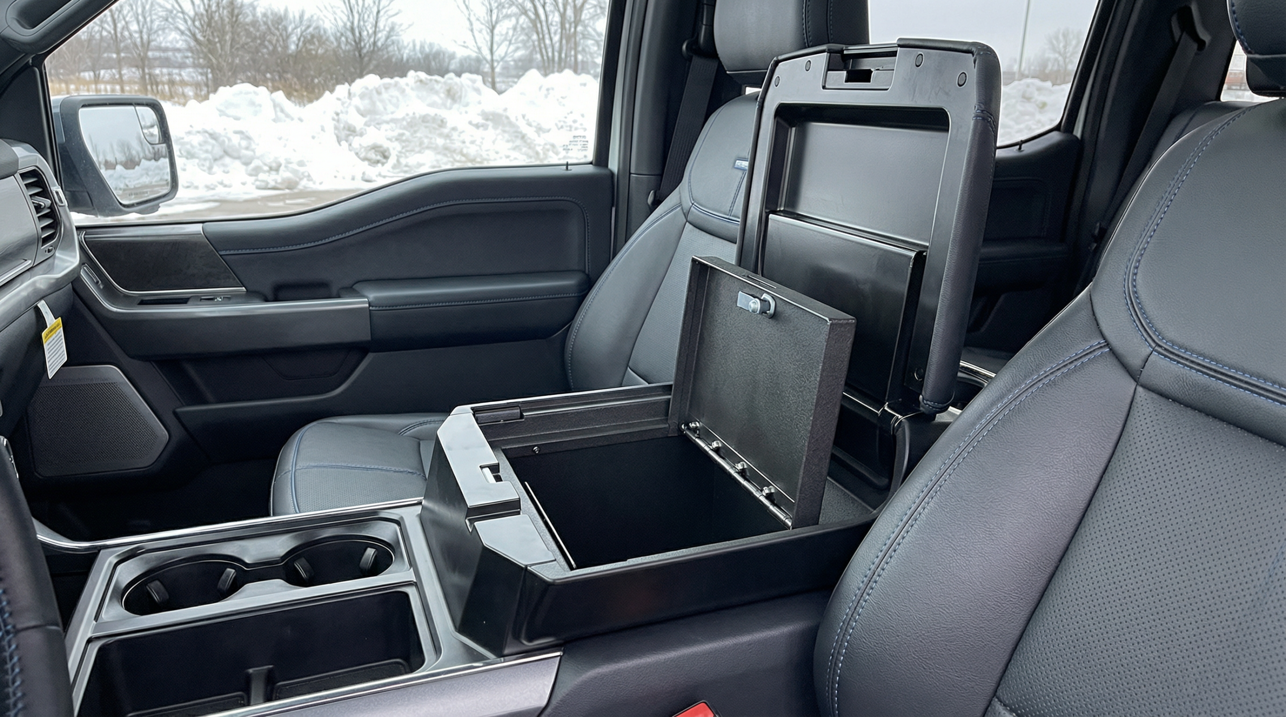 Ford F-350 center console and interior storage space