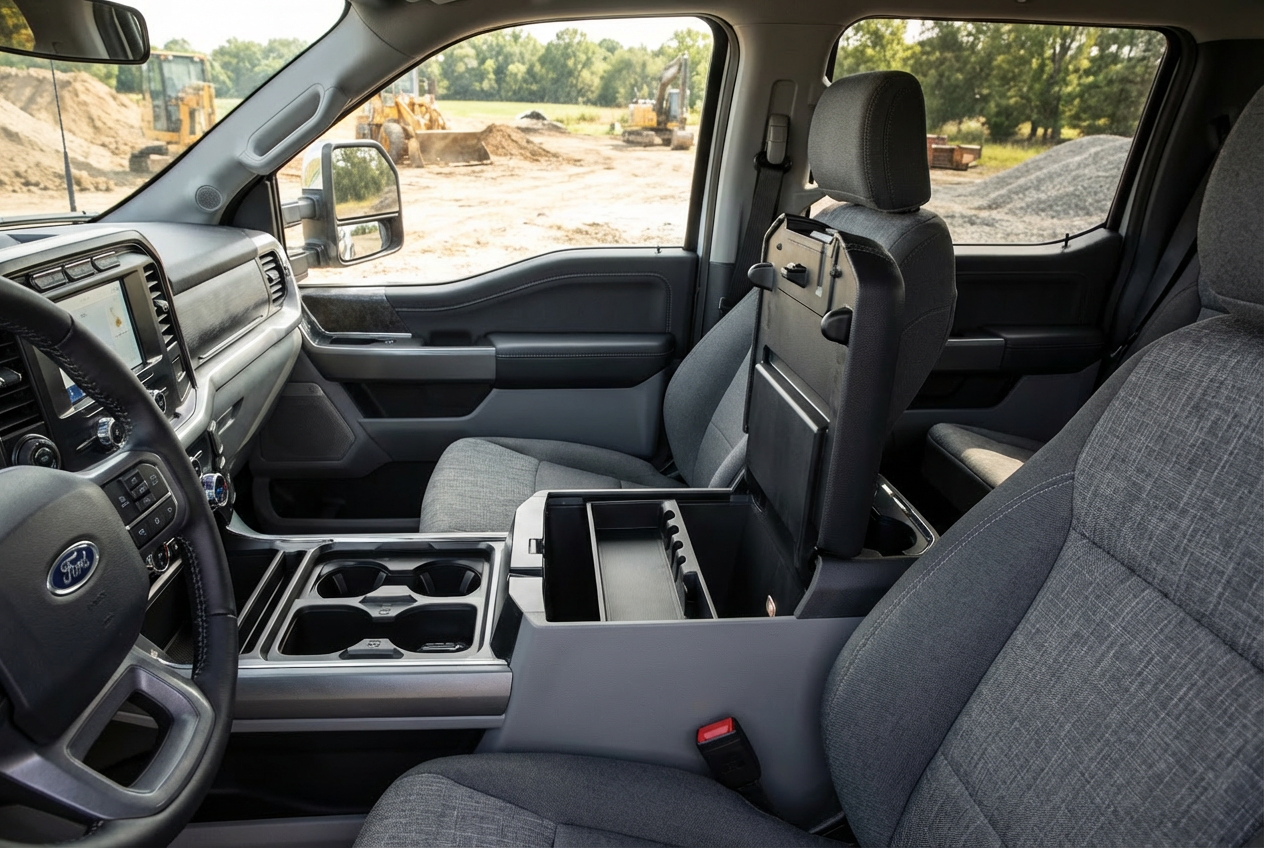 Interior storage solutions in the 2026 Ford F-250