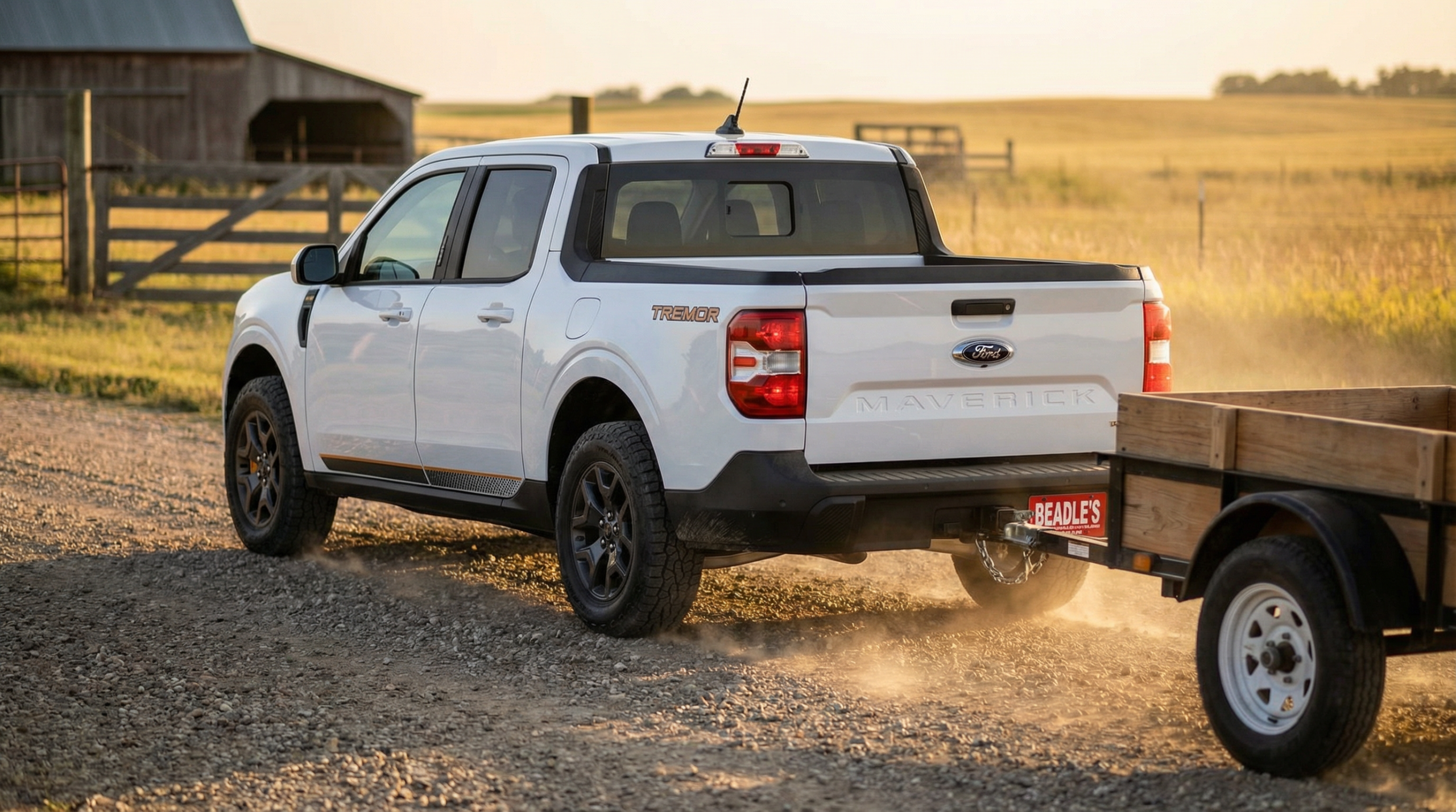 2026 Ford Maverick towing a small trailer