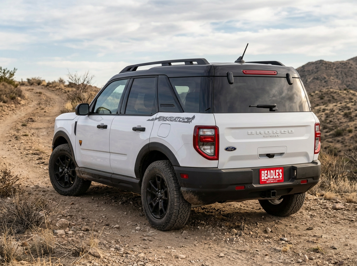 2026 Ford Bronco Sport Outer Banks Sasquatch Package — black bumpers, fender flares, A/T tires