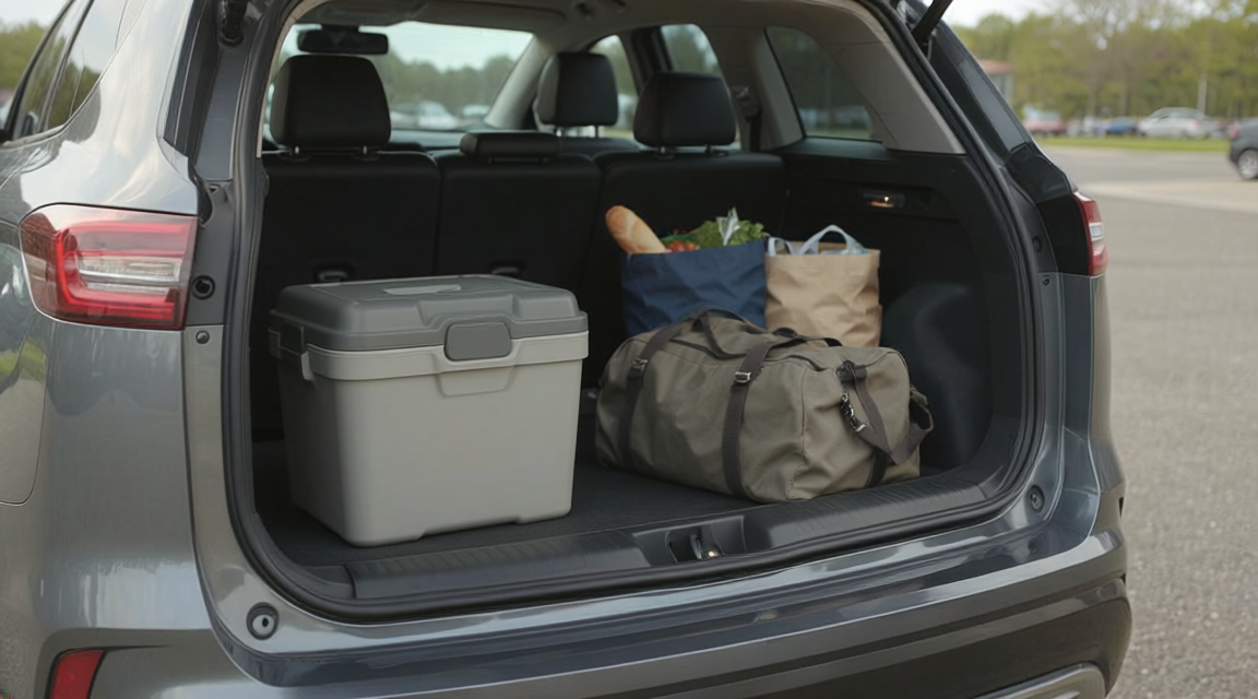 Ford Edge interior showing second row folded flat and cargo space