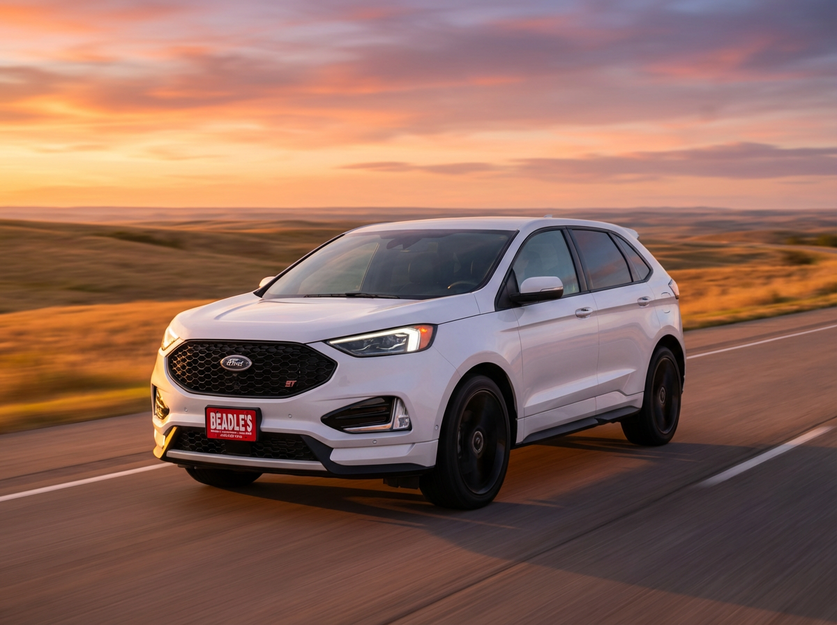 Ford Edge parked in South Dakota landscape with ranches and plains