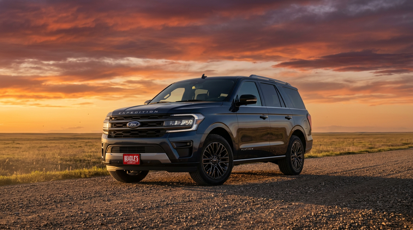 2026 Ford Expedition at sunset near Lake Oahe South Dakota