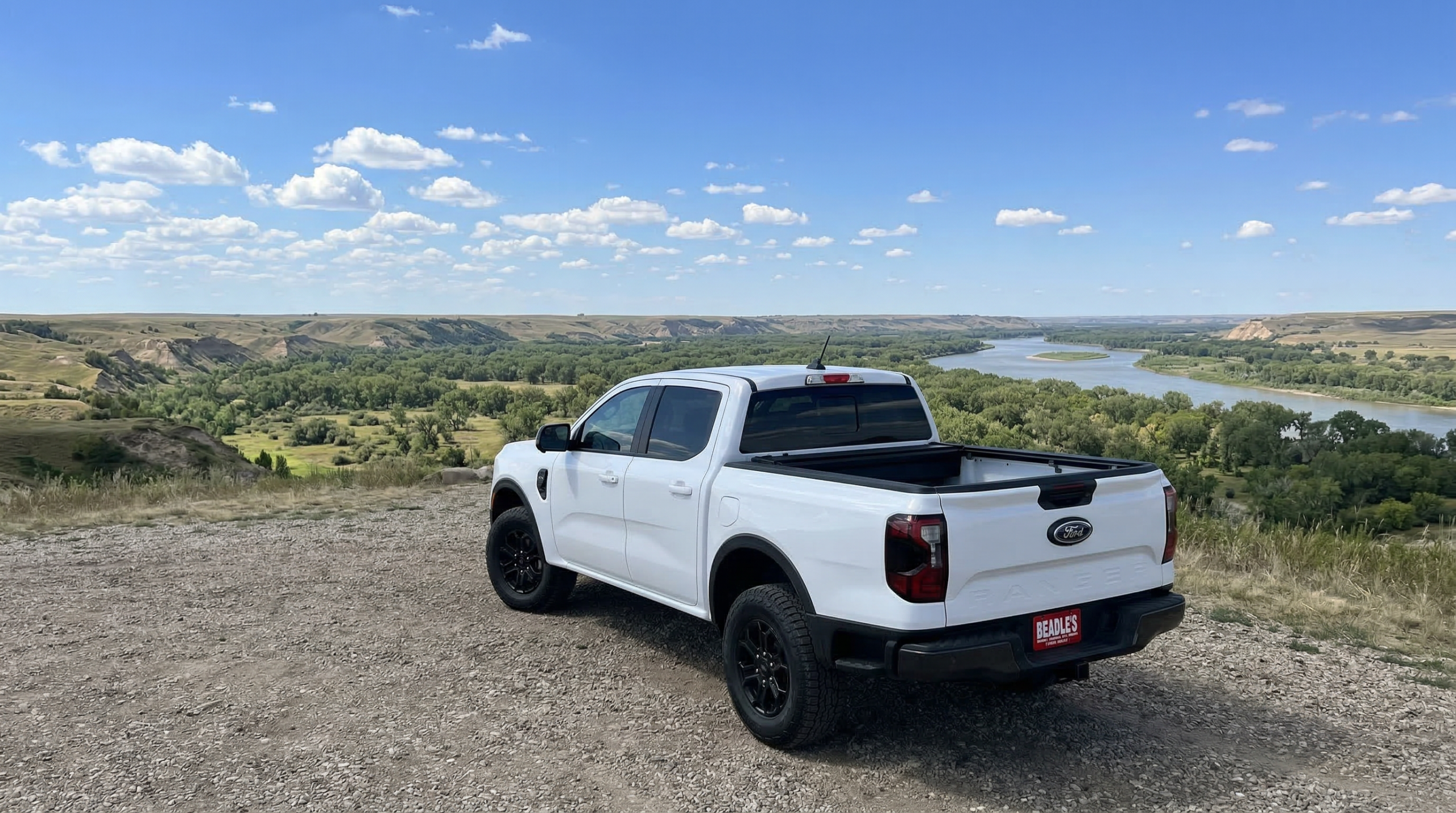 2026 Ford Ranger Lariat overlooking the Missouri River bluffs near Bowdle South Dakota
