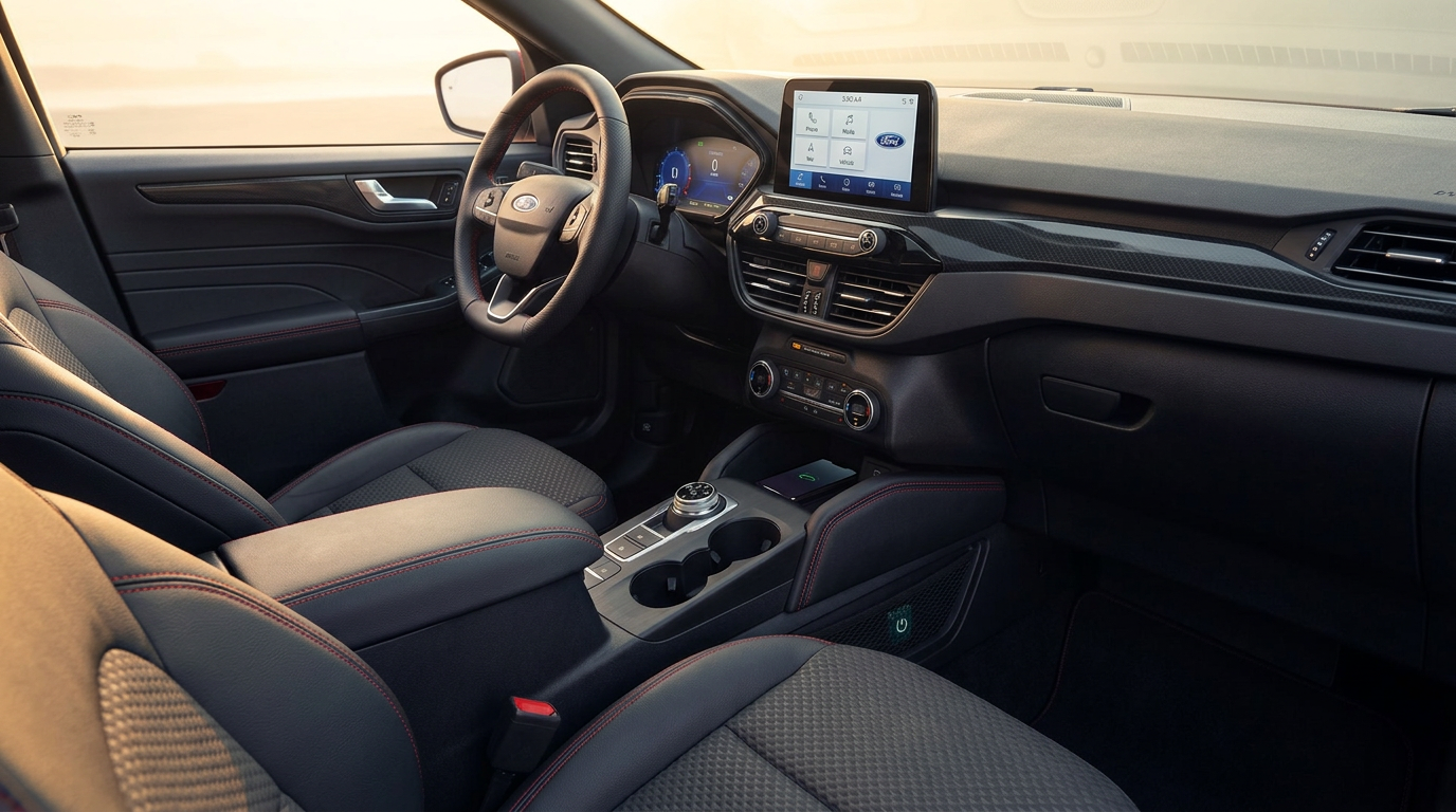 2026 Ford Escape interior showing SYNC 4 touchscreen and cabin technology